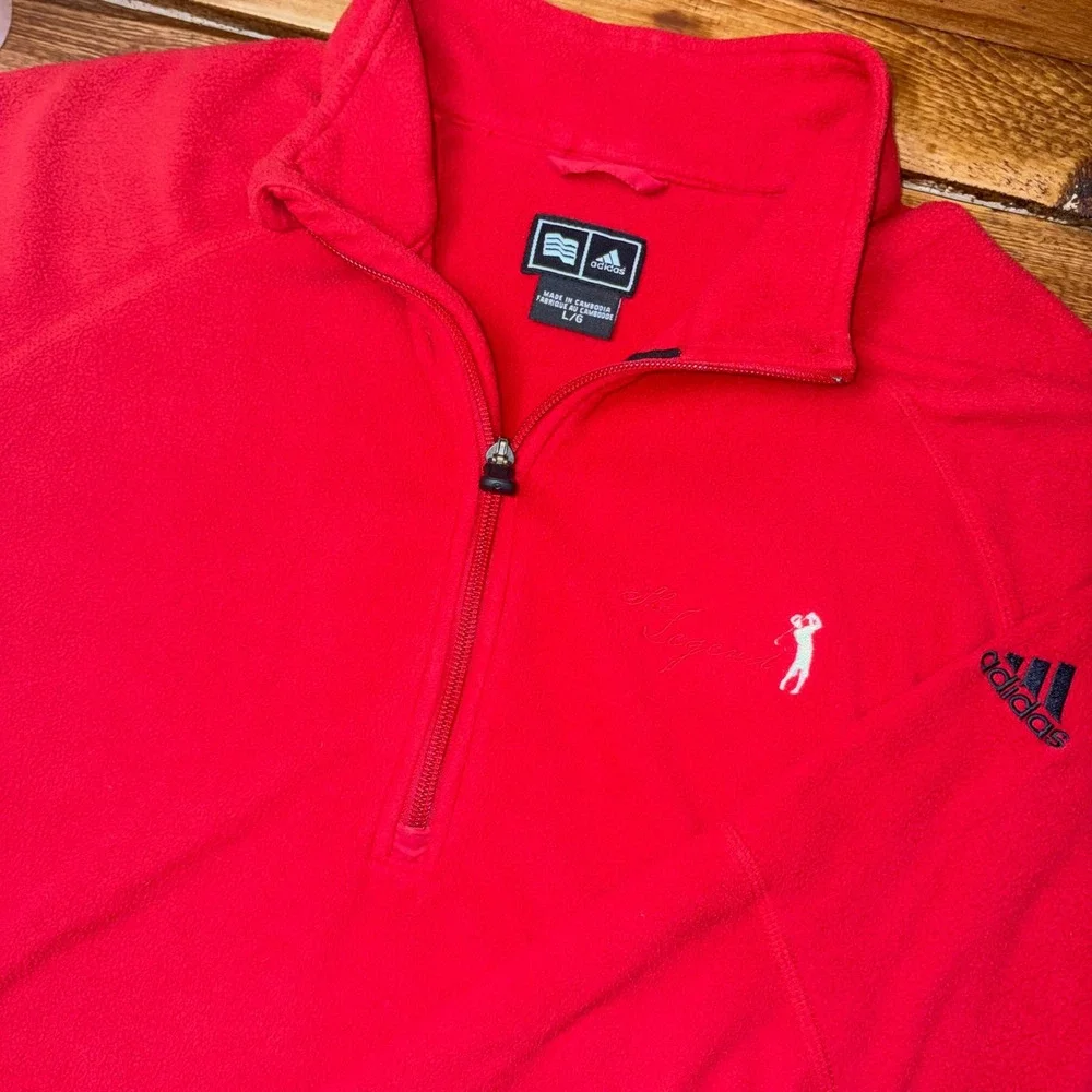 Adidas Fleece Pullover Mens Large Red 1/4 Zip Golf The Legends Clubs Wisconsin‎
